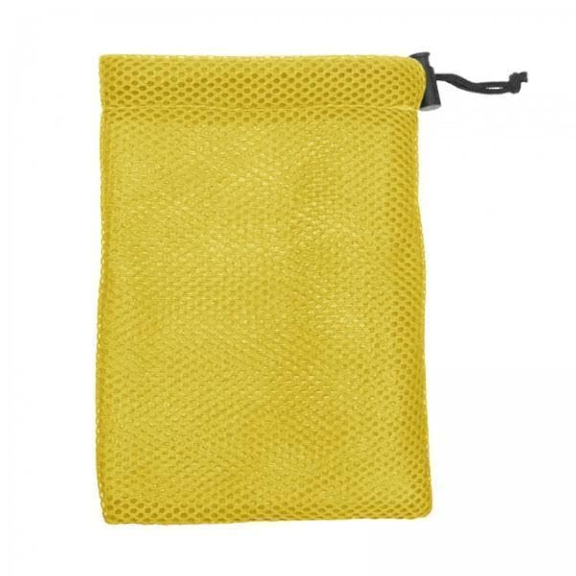 5xSmall Mesh Drawstring Bag for Cosmetics, Yellow